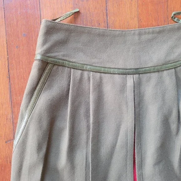 Vintage French Wool Skirt Olive Red Pencil, sz 2 - Picture 4 of 14